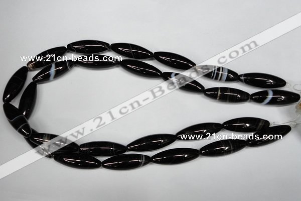 CAG2969 15.5 inches 10*30mm rice black line agate beads