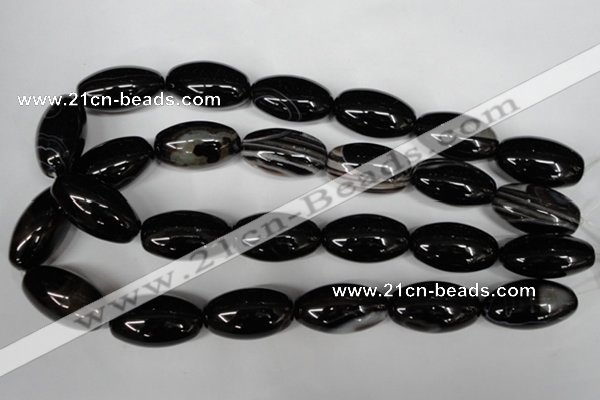 CAG2970 15.5 inches 15*30mm rice black line agate beads