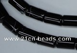 CAG2975 15.5 inches 8*14mm tube black line agate beads