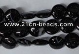 CAG2991 15.5 inches 10mm flat round black line agate beads