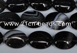 CAG3002 15.5 inches 12*16mm oval black line agate beads