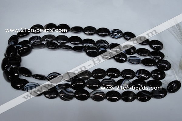 CAG3002 15.5 inches 12*16mm oval black line agate beads