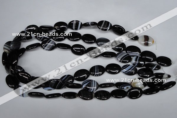 CAG3003 15.5 inches 13*18mm oval black line agate beads