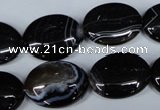 CAG3004 15.5 inches 15*20mm oval black line agate beads