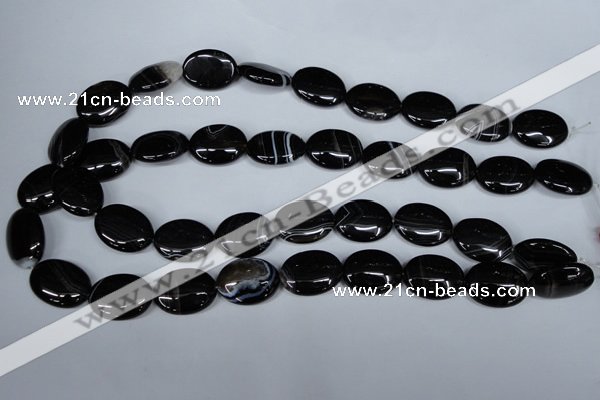 CAG3004 15.5 inches 15*20mm oval black line agate beads