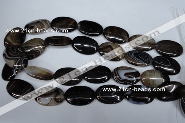 CAG3006 15.5 inches 20*30mm oval black line agate beads