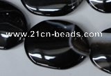 CAG3007 15.5 inches 22*30mm oval black line agate beads