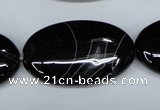 CAG3008 15.5 inches 20*35mm oval black line agate beads