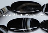 CAG3009 15.5 inches 20*40mm oval black line agate beads