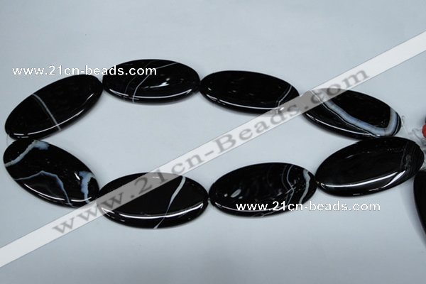 CAG3011 15.5 inches 25*50mm oval black line agate beads