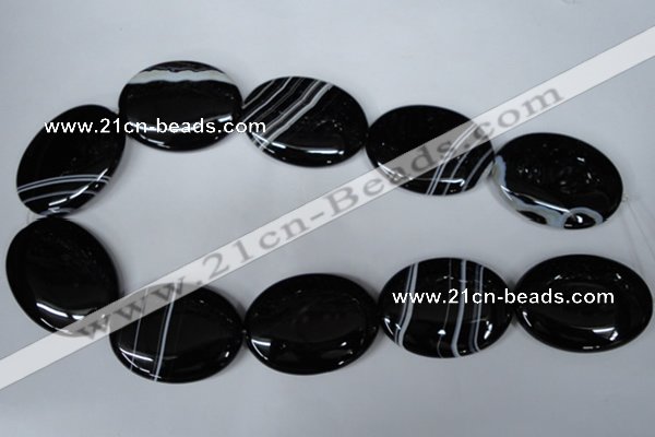 CAG3012 15.5 inches 30*40mm oval black line agate beads