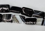 CAG3021 15.5 inches 10*14mm rectangle black line agate beads