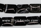 CAG3022 15.5 inches 12*16mm rectangle black line agate beads