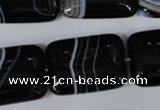 CAG3025 15.5 inches 18*25mm rectangle black line agate beads