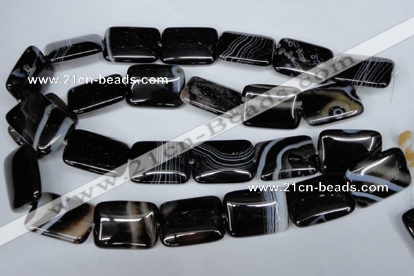 CAG3026 15.5 inches 22*30mm rectangle black line agate beads