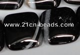 CAG3037 15.5 inches 25*25mm square black line agate beads