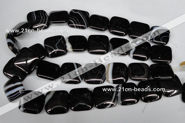 CAG3037 15.5 inches 25*25mm square black line agate beads