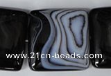 CAG3038 15.5 inches 35*35mm square black line agate beads