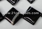 CAG3045 15.5 inches 18*18mm diamond black line agate beads