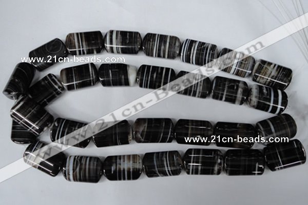 CAG3048 15.5 inches 16*25mm flat tube black line agate beads