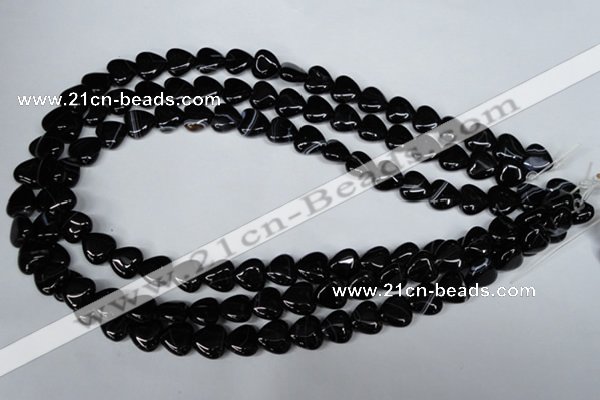 CAG3050 15.5 inches 10*10mm heart black line agate beads