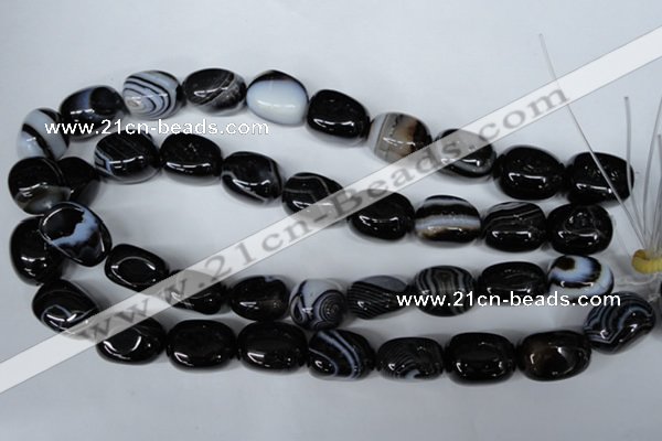 CAG3065 15.5 inches 15*20mm nuggets black line agate beads