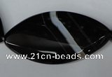 CAG3095 15.5 inches 25*50mm faceted & twisted oval black line agate beads