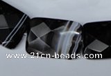 CAG3104 15.5 inches 18*25mm faceted rectangle black line agate beads