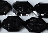 CAG3108 15.5 inches 18*25mm octagonal black line agate beads