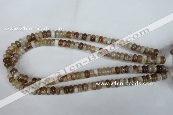 CAG3120 15.5 inches 6*10mm rondelle brown line agate beads