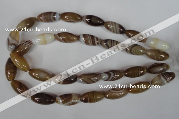 CAG3126 15.5 inches 12*25mm rice brown line agate beads