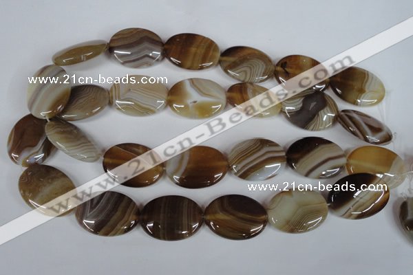 CAG3133 15.5 inches 13*18mm oval brown line agate beads