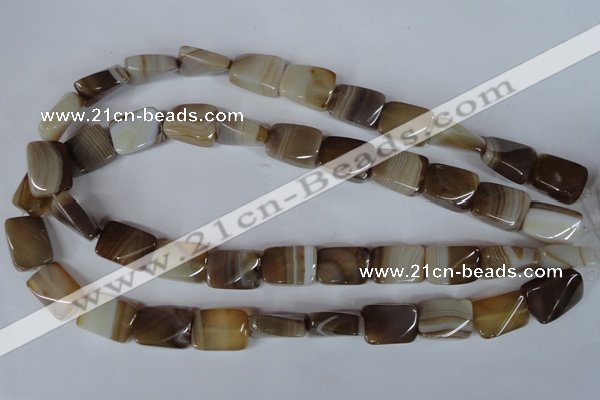 CAG3145 15.5 inches 13*18mm twisted rectangle brown line agate beads