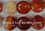 CAG3184 15.5 inches 16mm flat round red line agate beads