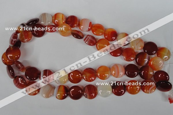 CAG3184 15.5 inches 16mm flat round red line agate beads