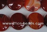 CAG3186 15.5 inches 20mm flat round red line agate beads