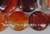 CAG3187 15.5 inches 22mm flat round red line agate beads