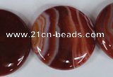 CAG3188 15.5 inches 30mm flat round red line agate beads