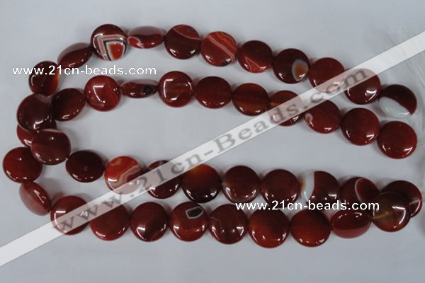 CAG3189 15.5 inches 18mm flat round red line agate beads