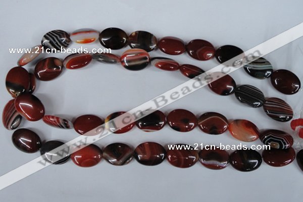 CAG3204 15.5 inches 15*20mm oval red line agate beads