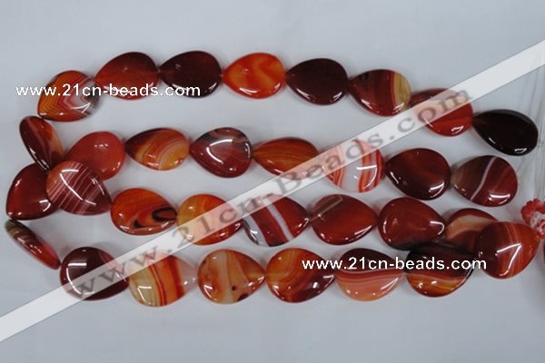 CAG3216 15.5 inches 20*25mm flat teardrop red line agate beads