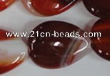 CAG3217 15.5 inches 22*30mm flat teardrop red line agate beads