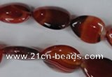 CAG3223 15.5 inches 13*18mm flat teardrop red line agate beads