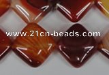 CAG3234 15.5 inches 16*16mm diamond red line agate beads