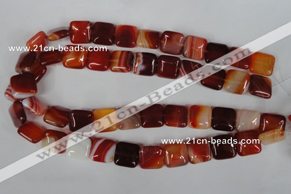 CAG3243 15.5 inches 16*16mm square red line agate beads