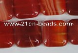 CAG3244 15.5 inches 18*18mm square red line agate beads