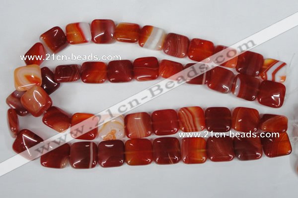 CAG3244 15.5 inches 18*18mm square red line agate beads