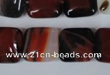 CAG3248 15.5 inches 16*16mm square red line agate beads