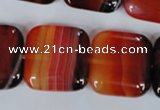 CAG3250 15.5 inches 22*22mm square red line agate beads