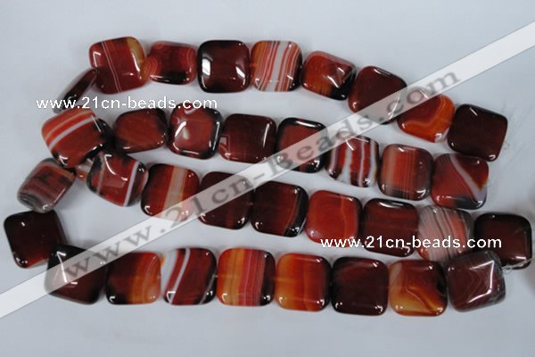 CAG3250 15.5 inches 22*22mm square red line agate beads